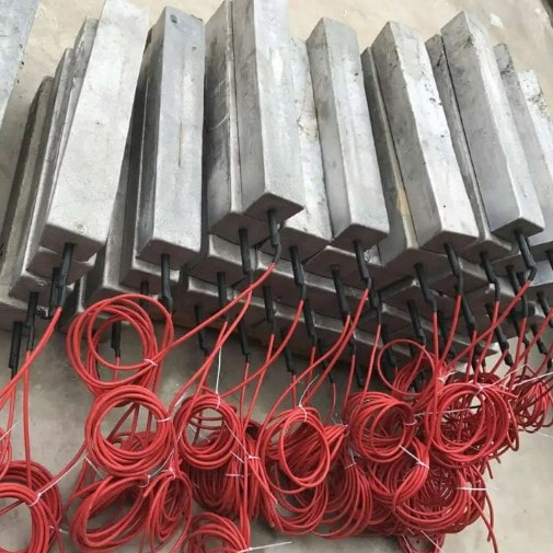 High-quality titanium anode plates with red wire connections for electrochemical applications, corrosion resistance, and durable industrial use.